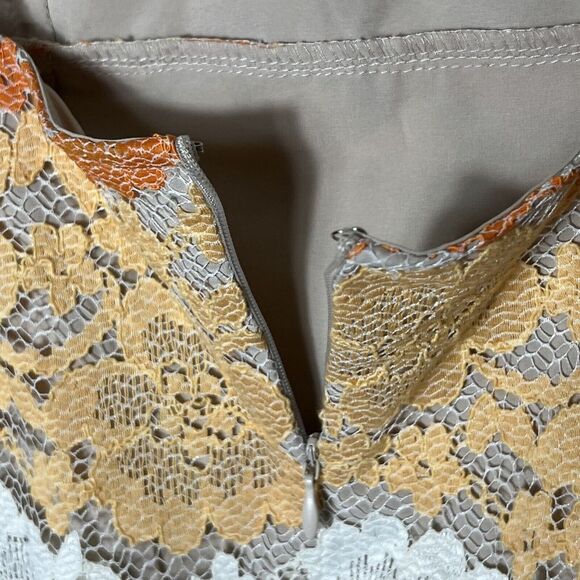 Flutter By Dance & Marvel Lace Dress  Striped Women's‎ Size Medium Ivory Orange - Picture 7 of 13